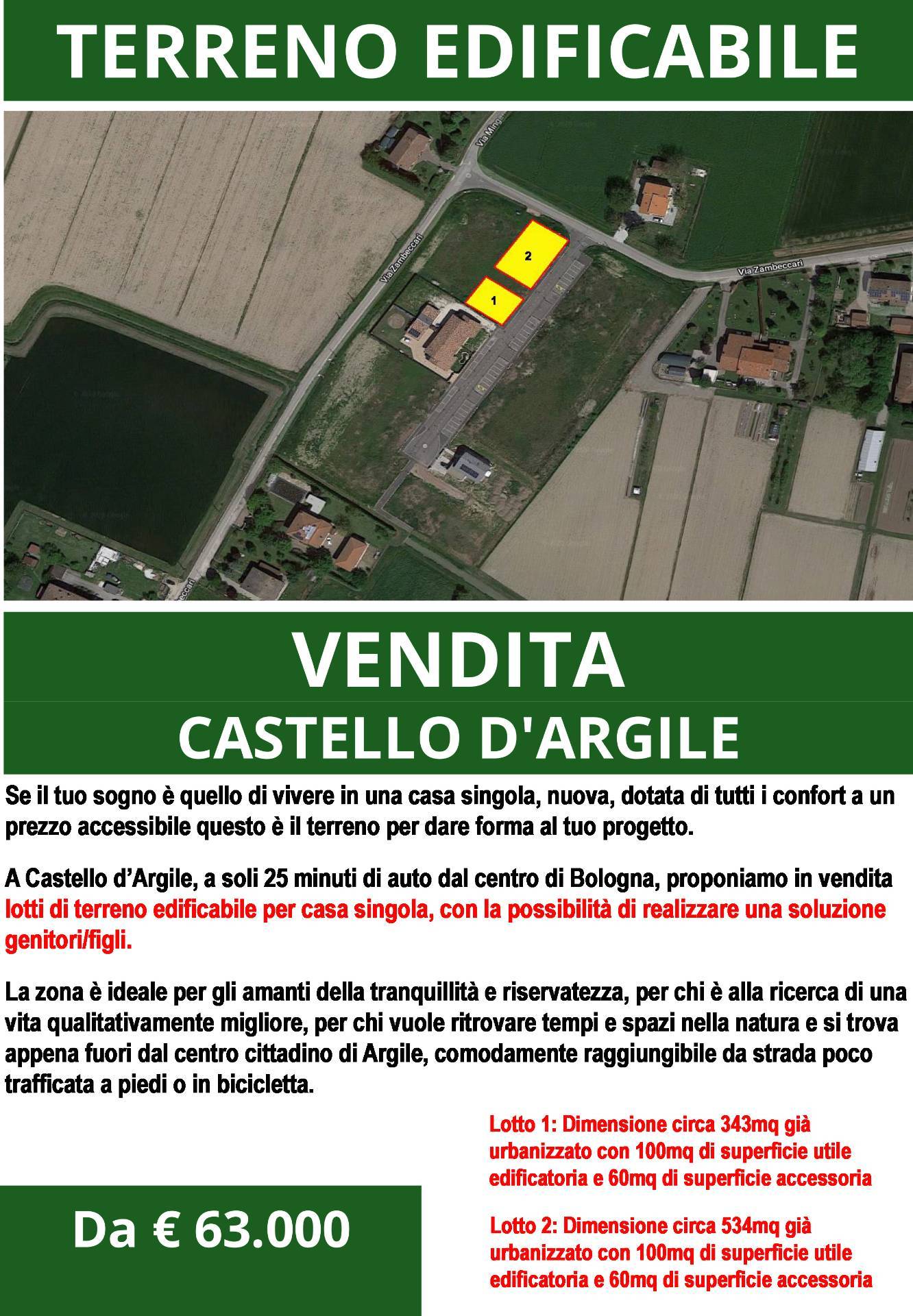 Terreno edificabile in vendita a Castello D'argile (BO)